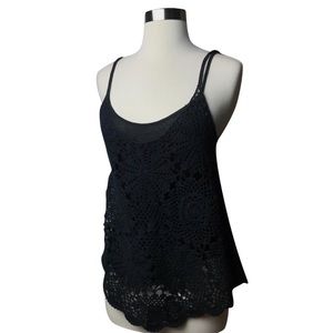 Patterson J. Kincaid Black Crochet Spaghetti Strap